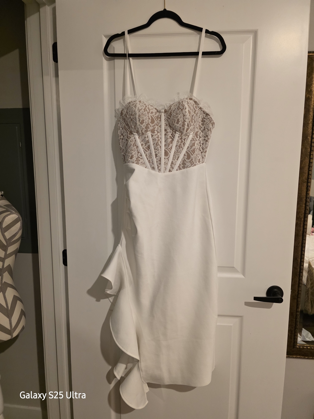 White Lace Bodice Spaghetti Strap Dress